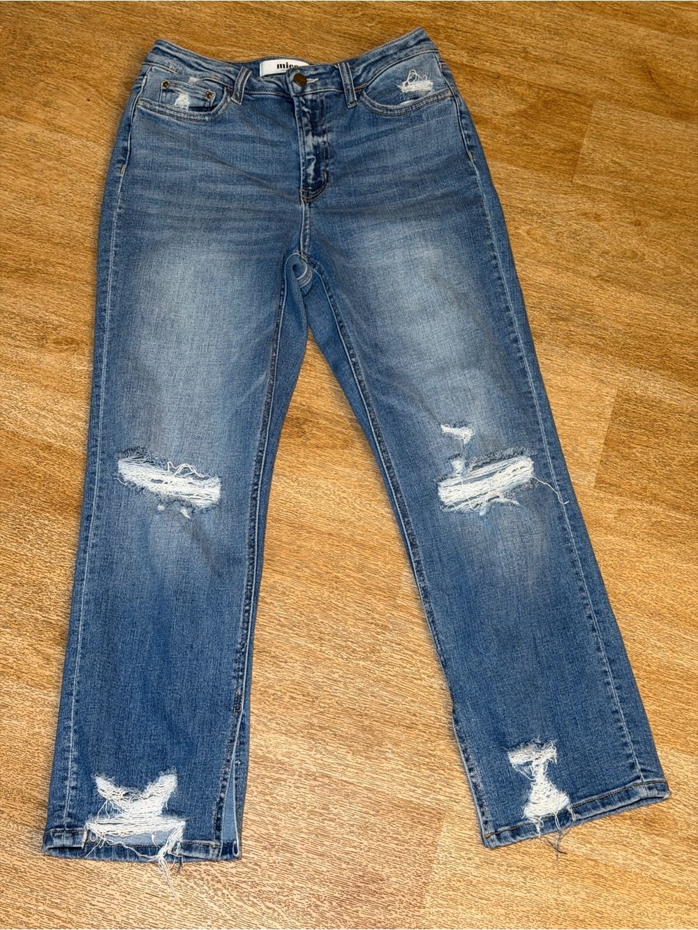 Miley Straight Leg Distressed Women's Jeans - Blue